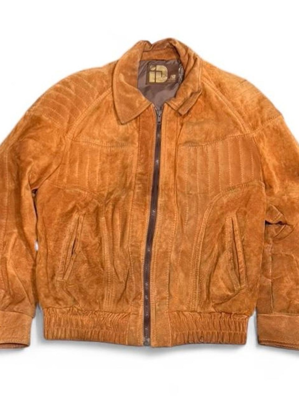 Vintage iD Sportswear Suede Leather Cropped Bomber Jacket